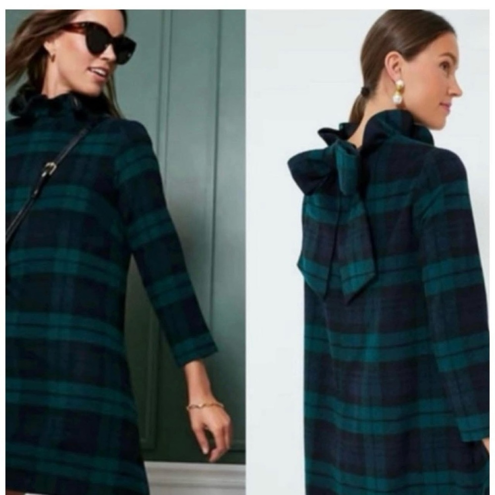 Tuckernuck Dark Plaid Dress with Bow Accent